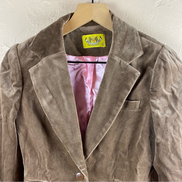 Juicy Couture Brown Tan Velvet Blazer Jacket Lace Cuff Size Womens size 4 Y2K - Picture 4 of 12